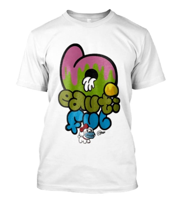 Beautiful Graffiti Lettering Dripping Paint Cartoon Dog With Spray Can T-Shirt