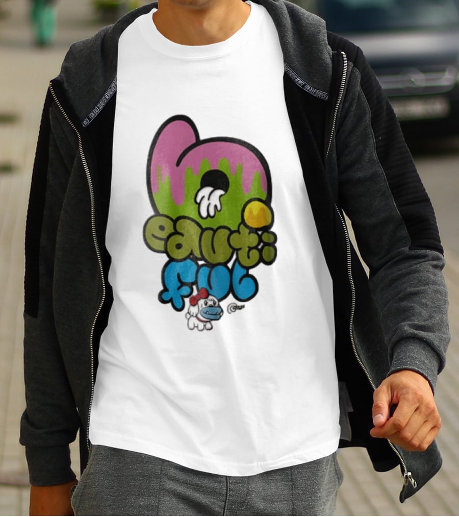 Beautiful Graffiti Lettering Dripping Paint Cartoon Dog With Spray Can T-Shirt