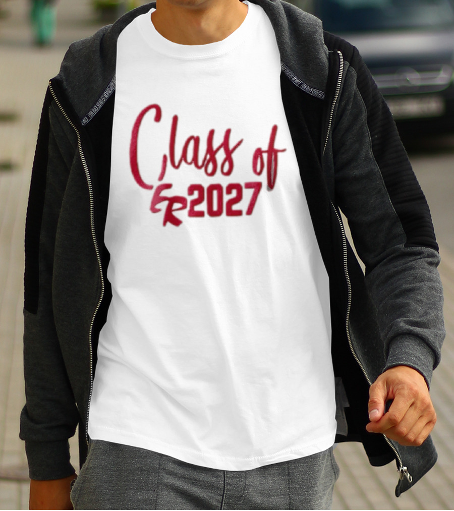 Class Of 2027 Red Script Numbers T-Shirt