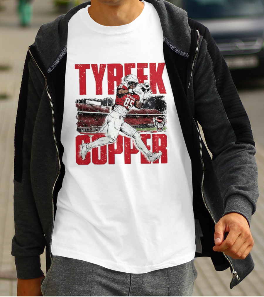 NCAA Football NC State Wolfpack Tyreek Copper Catching Highlight Caricature T-Shirt