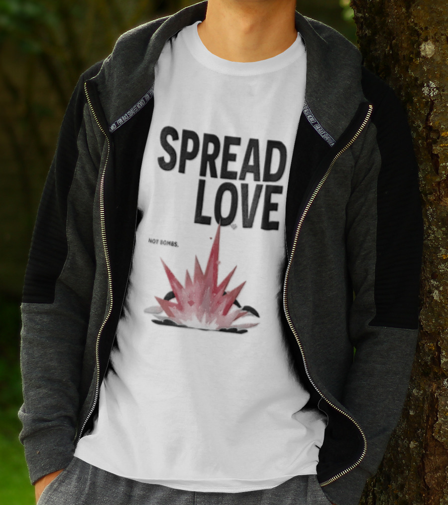 Spread Love NOT Bombs Pink Explosion Hearts T-Shirt