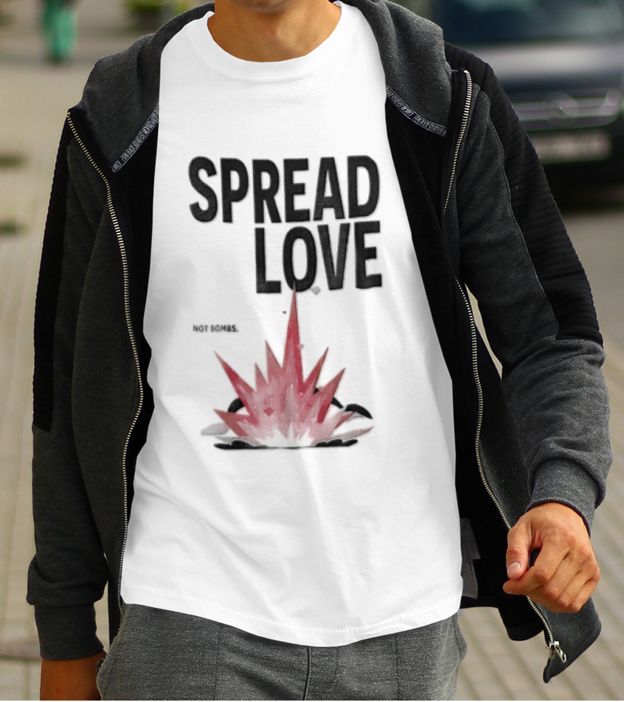 Spread Love NOT Bombs Pink Explosion Hearts T-Shirt