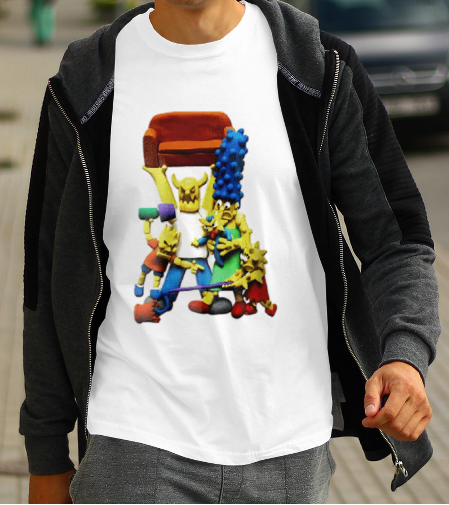 The Simpsons Claymation Family Couch Posing Scene T-Shirt