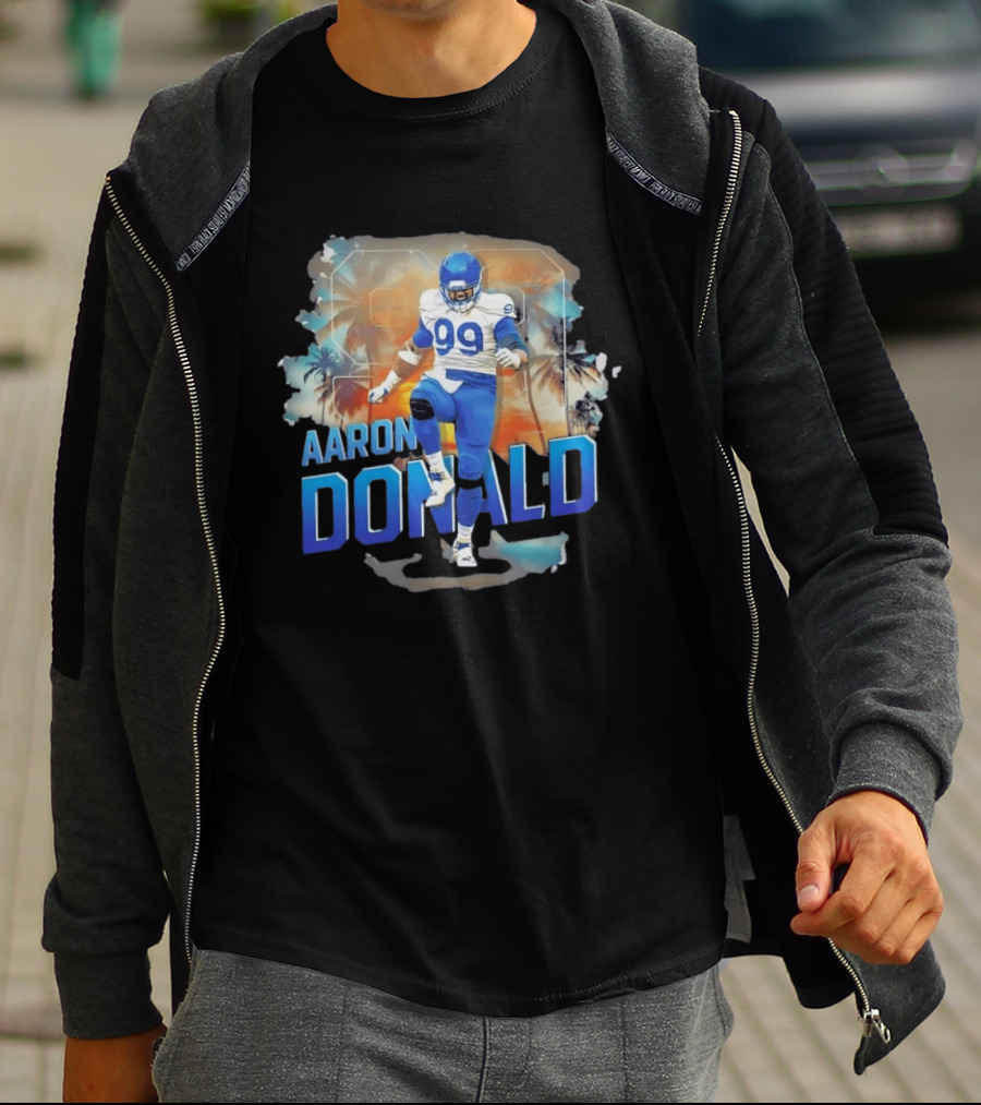 Aaron Donald 99 Los Angeles Rams Sunset Cityscape T-Shirt