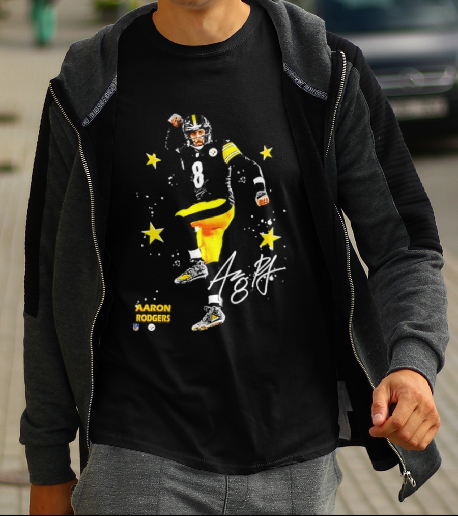 Aaron Rodgers Pittsburgh Steelers King Of The North Yellow Stars Signature T-Shirt