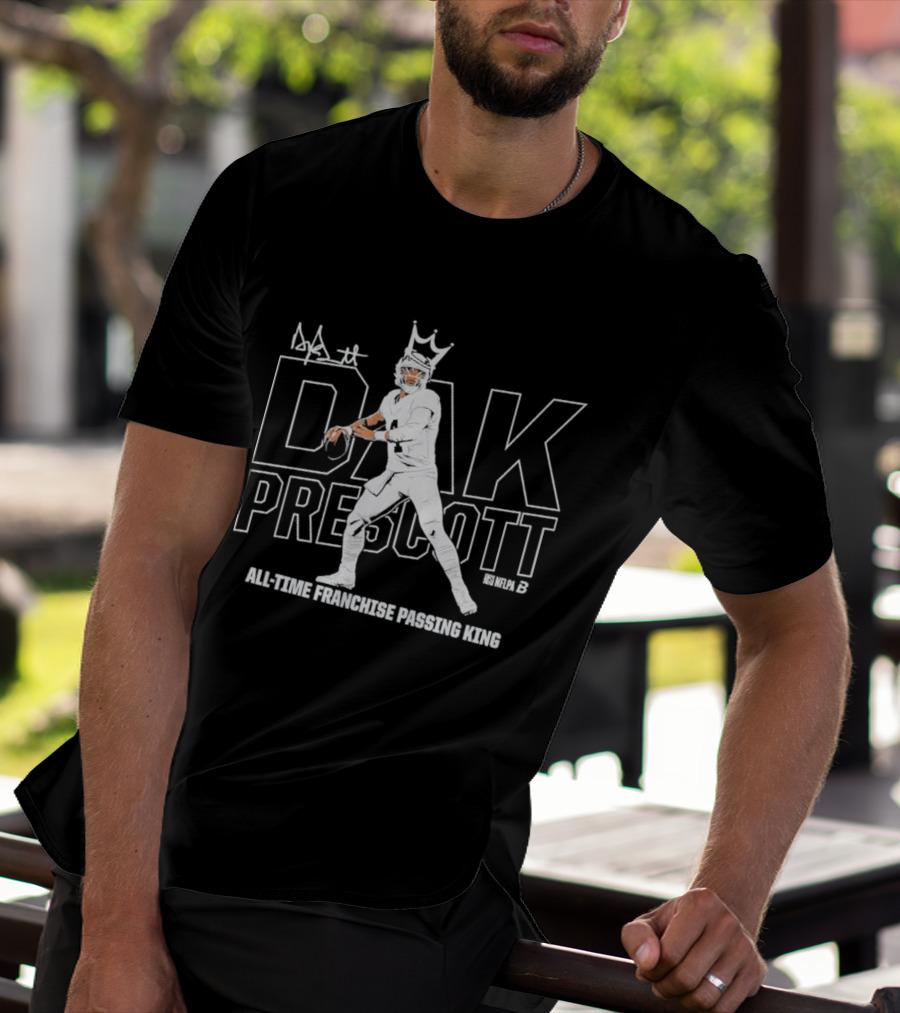Dak Prescott All Time Franchise Passing King Number 4 Autograph T-Shirt