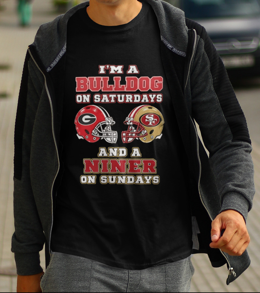 Georgia Bulldogs Saturdays San Francisco 49ers Sundays Fan Gear T-Shirt