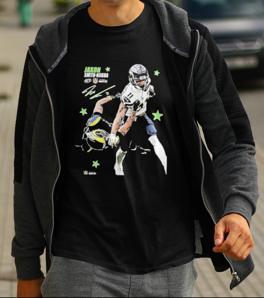 Jaxon Smith Njigba Seattle Seahawks NFL Vs LA Rams Football Art Star Player 11 T-Shirt