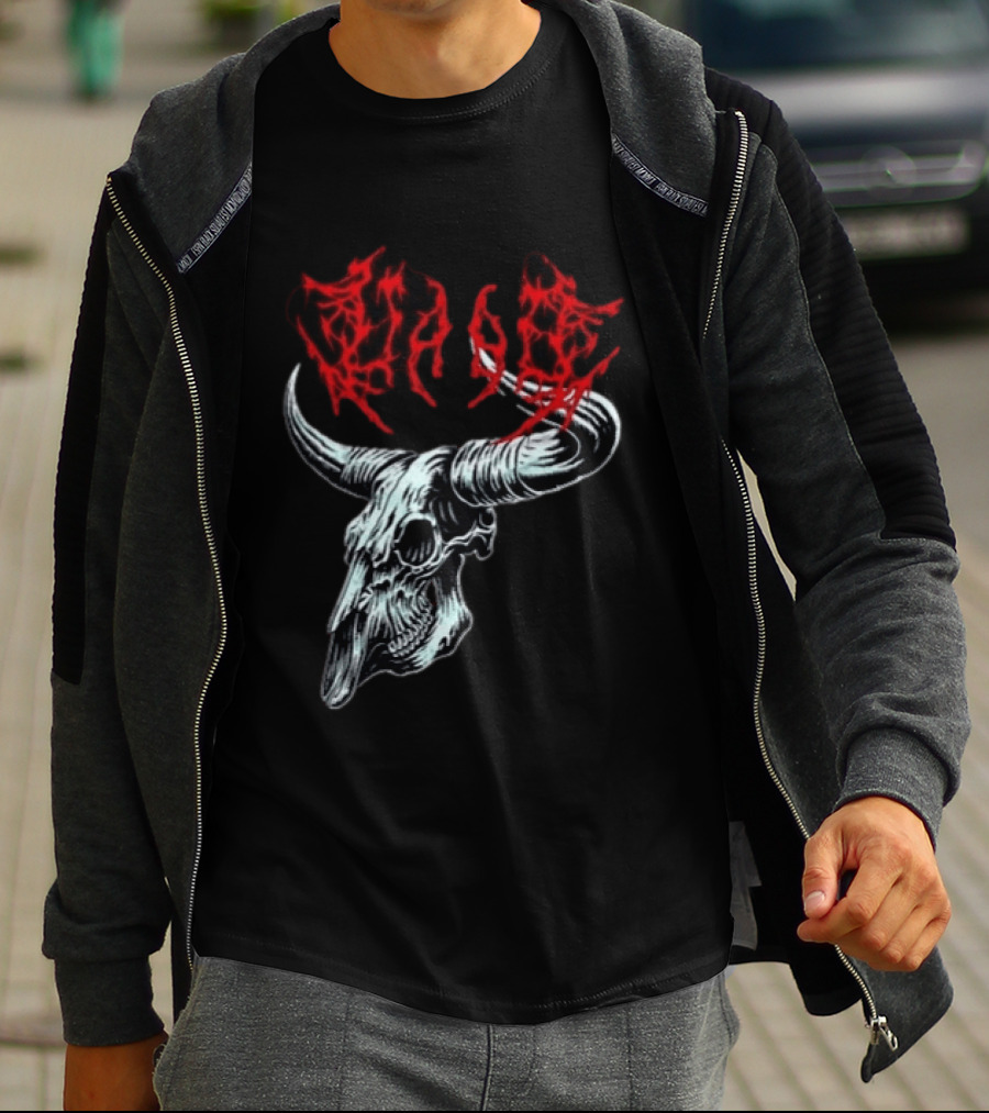 Merchdrop Upon A Burning Body Metal Texas Skull Red T-Shirt