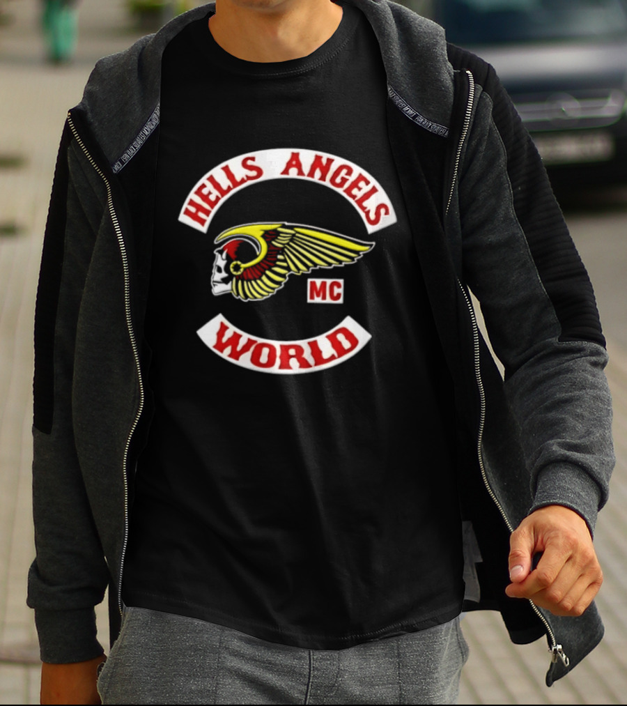 Hells Angels Skull Winged Helmet MC World T-Shirt