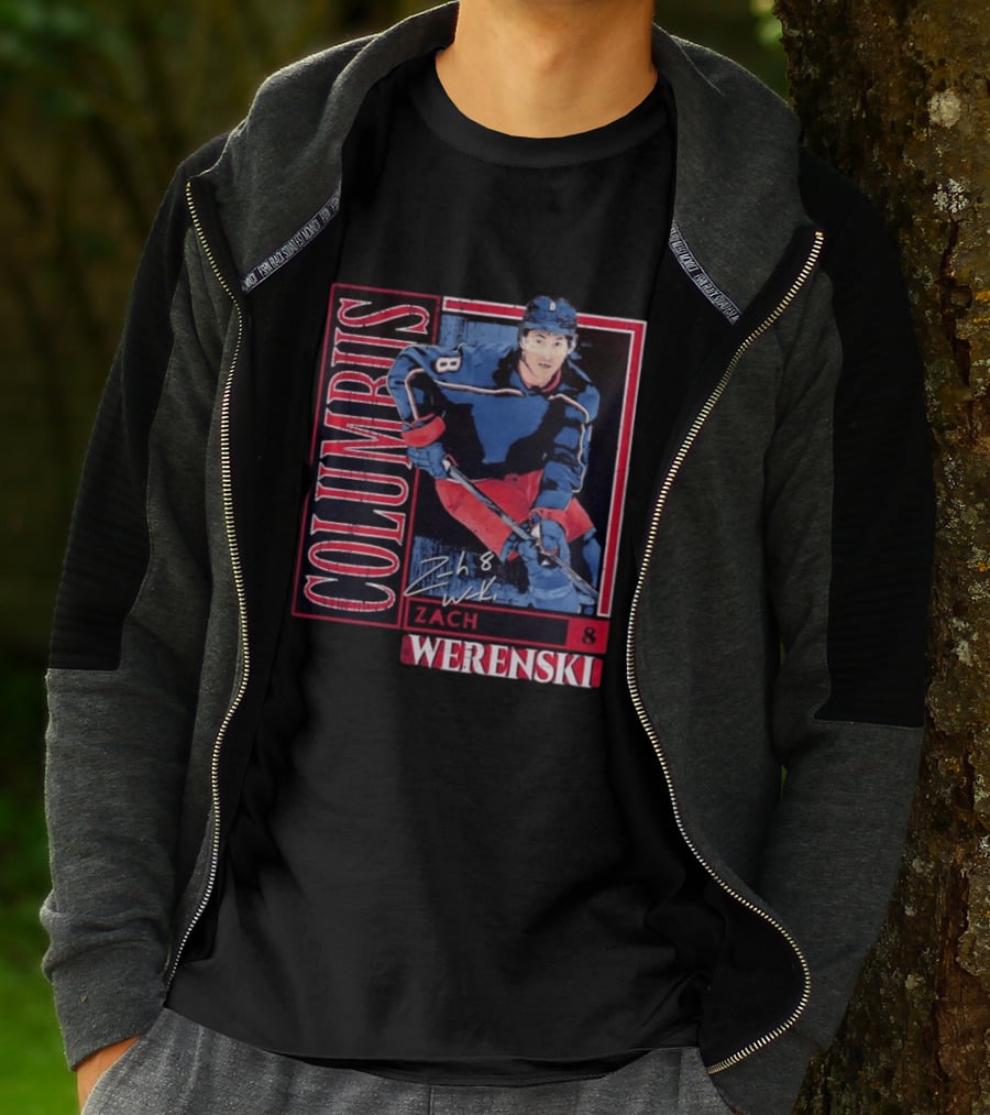 Zach Werenski 8 Columbus Blue Jackets Hockey Card T-Shirt