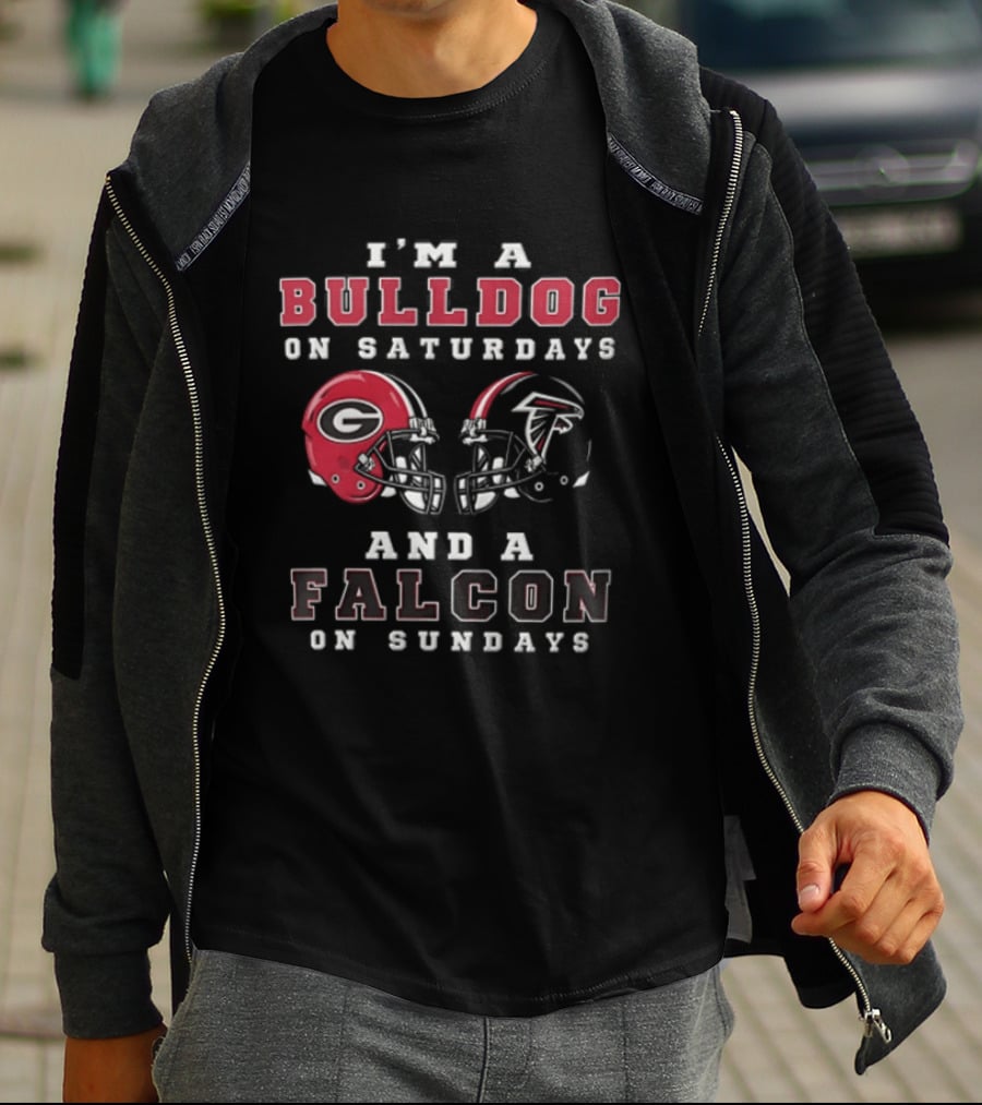 I'm A Bulldog On Saturdays And A Falcon On Sundays Georgia Atlanta Football Helmets T-Shirt