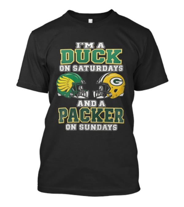 I'm A Duck On Saturdays And A Packer On Sundays Football Helmets T-Shirt