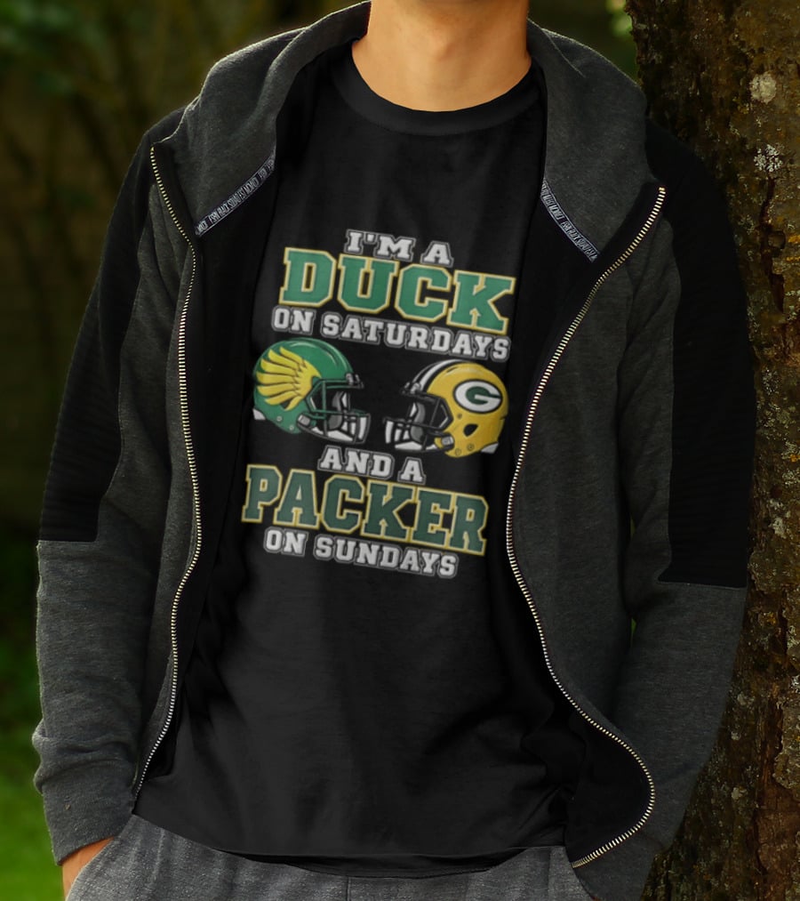 I'm A Duck On Saturdays And A Packer On Sundays Football Helmets T-Shirt
