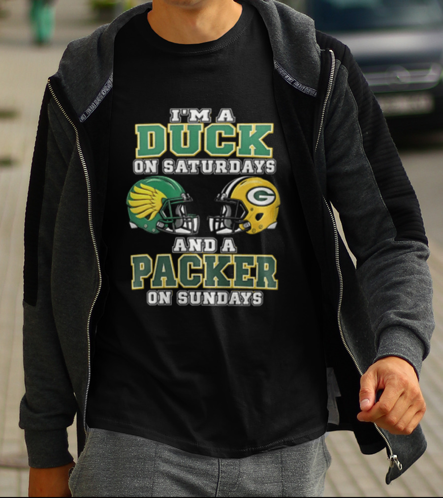 I'm A Duck On Saturdays And A Packer On Sundays Football Helmets T-Shirt