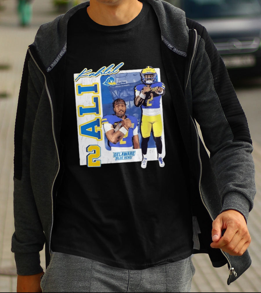 Kahlil Ali Delaware Blue Hens Football No 2 Collage T-Shirt