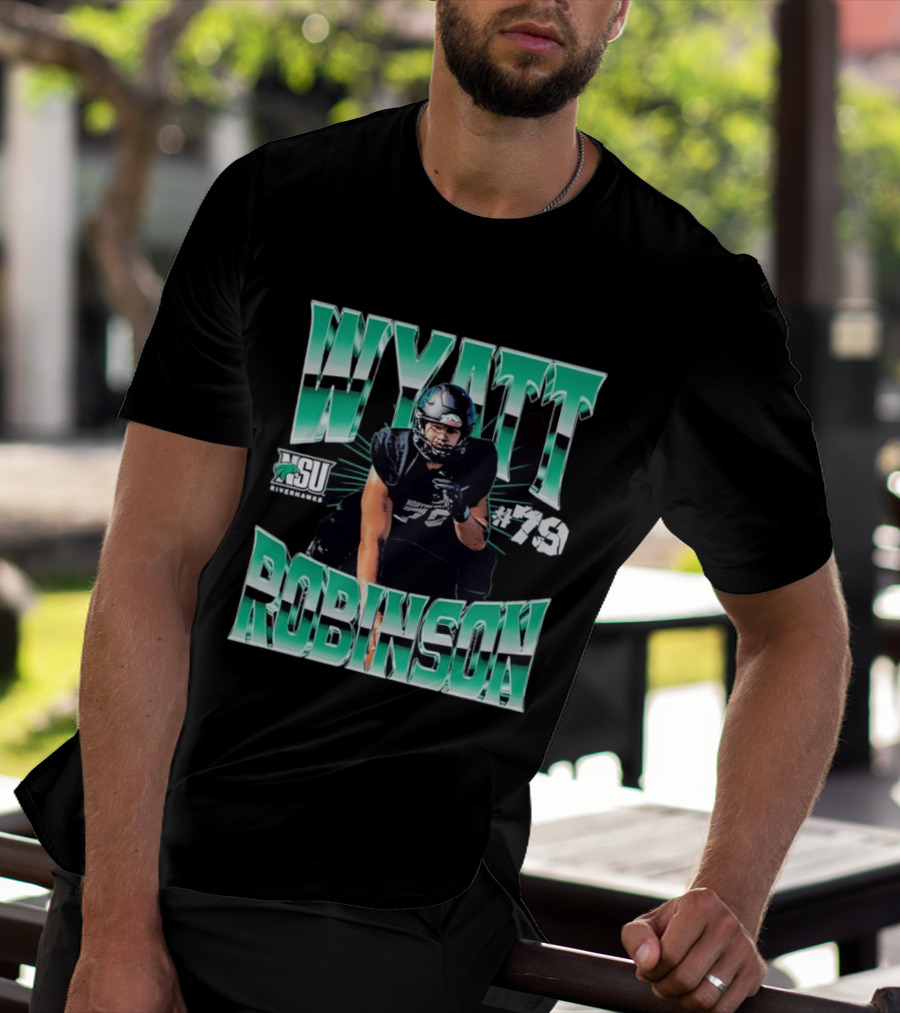 Northeastern State University RiverHawks Football Wyatt Robinson #79 T-Shirt