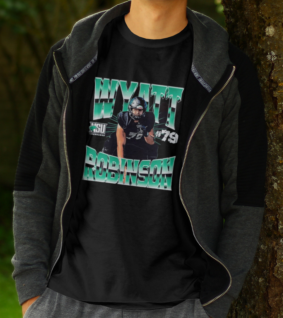 Northeastern State University RiverHawks Football Wyatt Robinson #79 T-Shirt