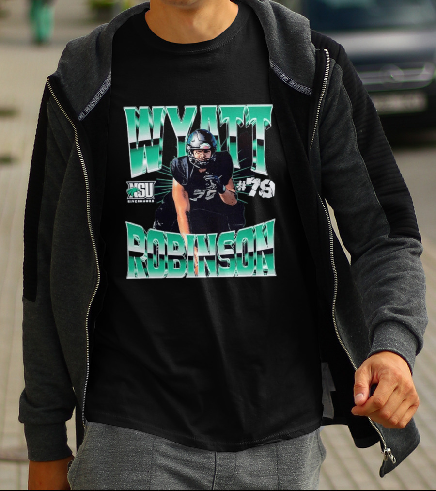 Northeastern State University RiverHawks Football Wyatt Robinson #79 T-Shirt