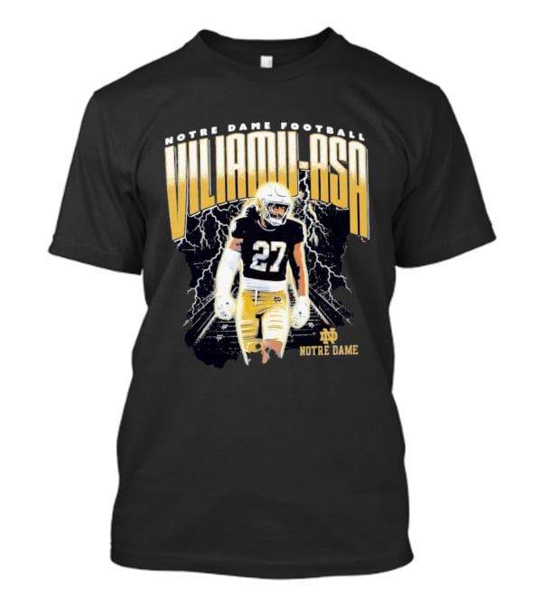 Notre Dame Viliamu Asa No 27 Football Lightning T-Shirt