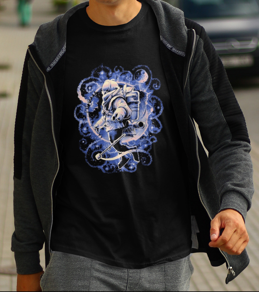 Outer Wilds Astronaut Exploring Celestial Wonders In Cosmic Adventure T-Shirt