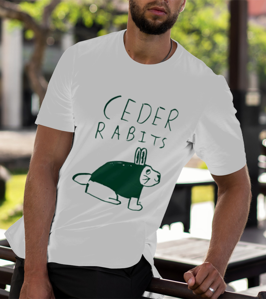 Cedar Rapids Ceder Rabits Playful Drawing T-Shirt