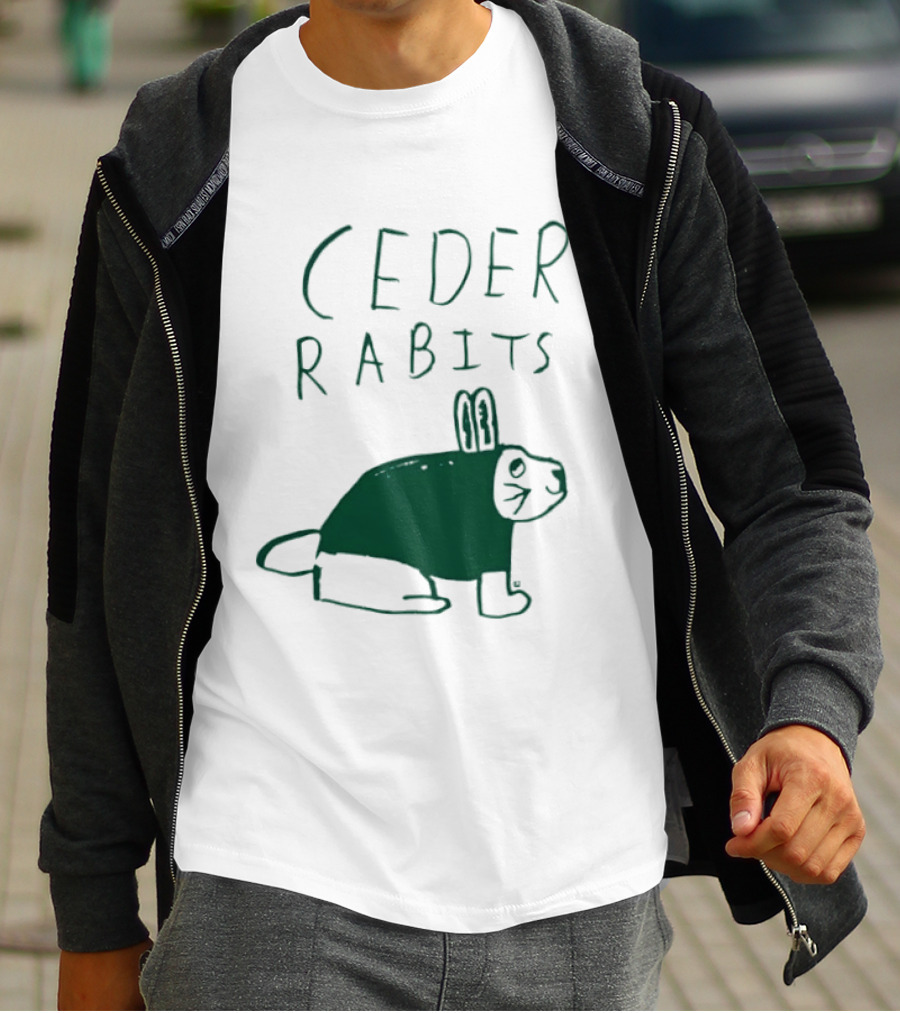Cedar Rapids Ceder Rabits Playful Drawing T-Shirt