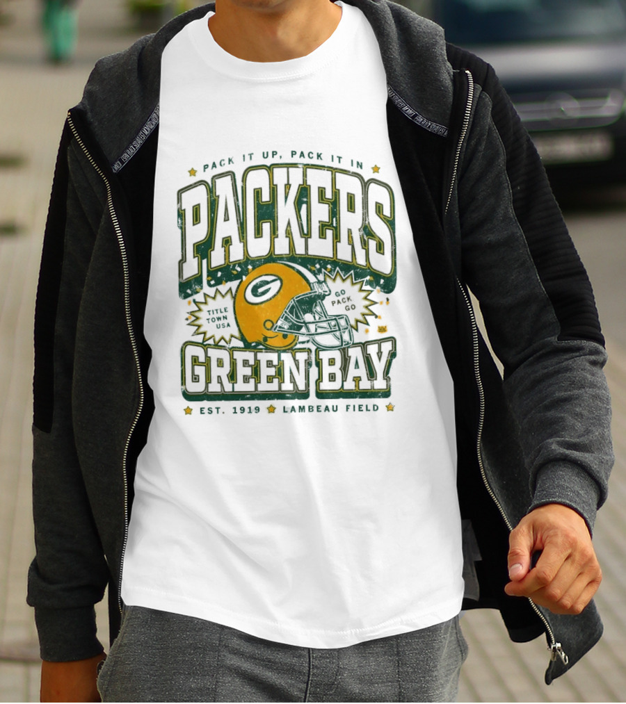 Pack It Up Pack It In Green Bay Packers Title Town USA Est 1919 Lambeau Field T-Shirt