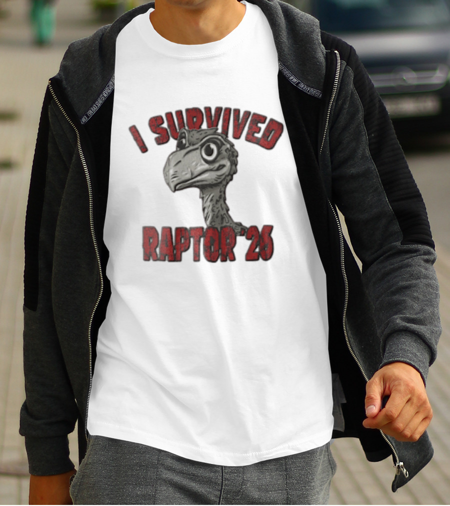I Survived Raptor 26 Cartoon Dinosaur Head T-Shirt