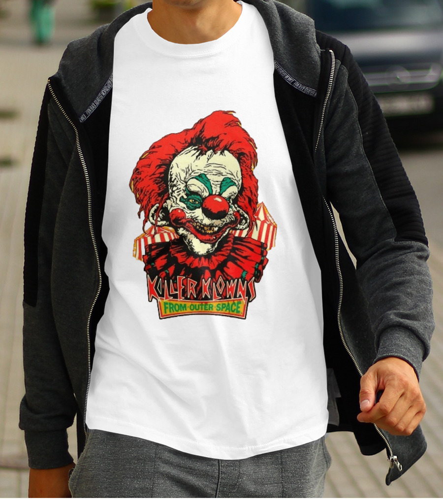 Killer Klowns From Outer Space Creepy Clown Art Red Nose Costume T-Shirt