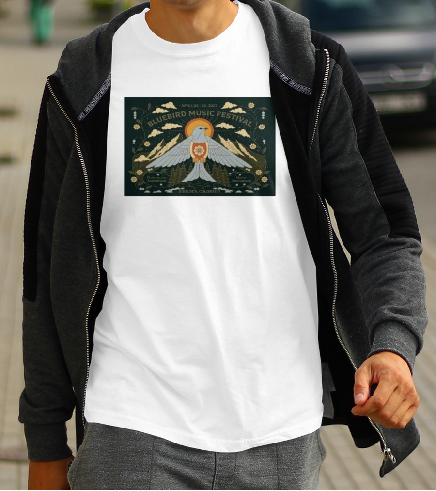 Bluebird Music Festival Boulder Colorado April 22 25 2027 Chautauqua Auditorium Macky Auditorium T-Shirt