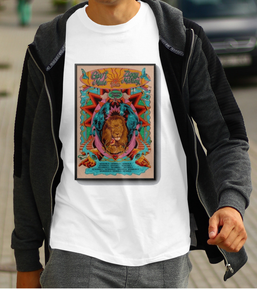 Gov't Mule Ziggy Marley Yola Dreaming The Same Dream Tour 2026 Lion Art And Dates T-Shirt