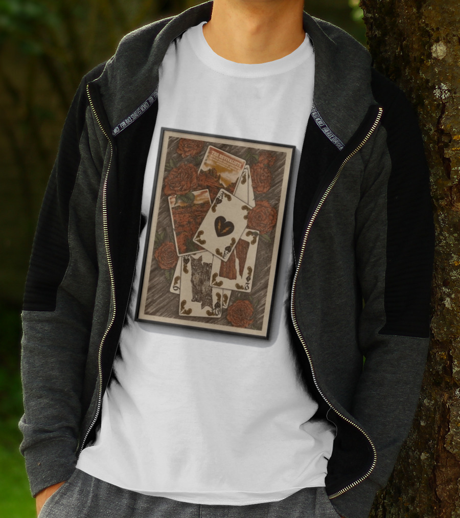 The Revivalists Red Rocks Amphitheatre Playing Cards Floral Art 9 25 2026 T-Shirt