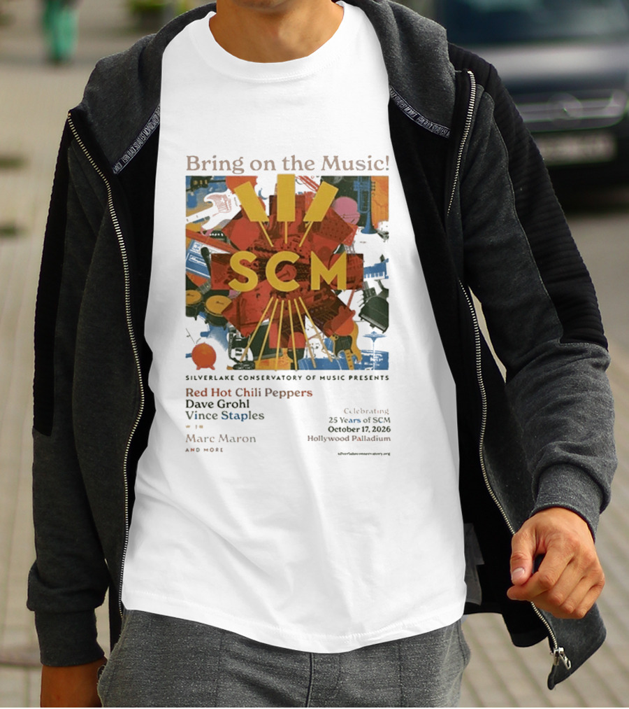 Bring On The Music Silverlake Conservatory Red Hot Chili Peppers Dave Grohl Vince Staples Event October 17 2026 Hollywood Palladium T-Shirt