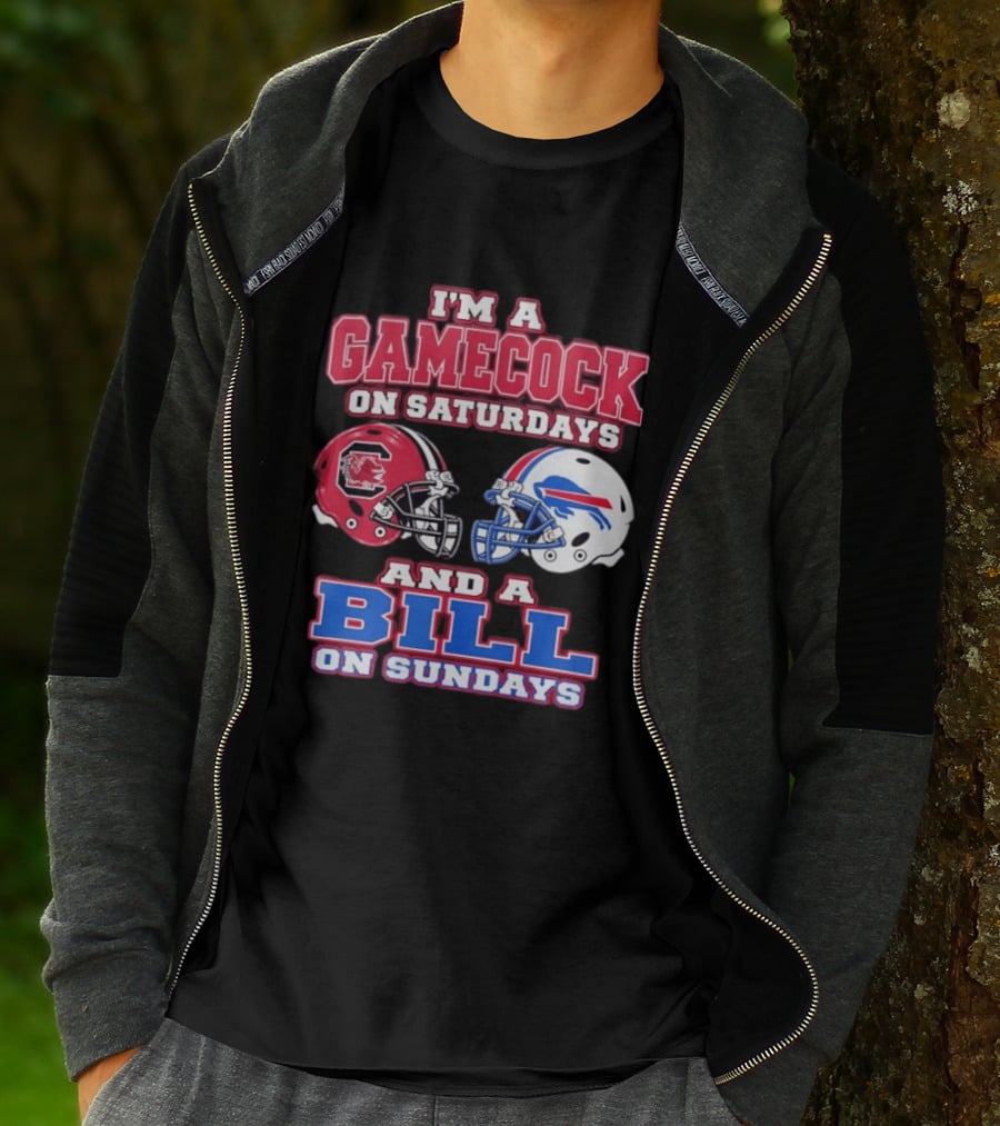 I'm A Gamecock On Saturdays And A Bill On Sundays Football Helmets T-Shirt