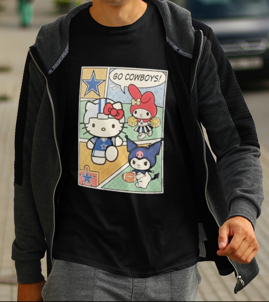 Dallas Cowboys Hello Kitty My Melody Kuromi Go Cowboys Comic T-Shirt