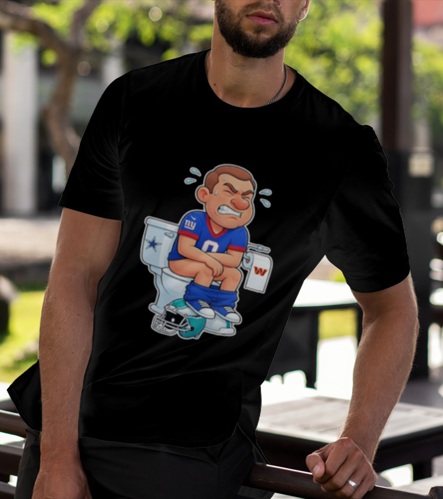 New York Giants Player Cartoon On Toilet With Football Rivalry T-Shirt