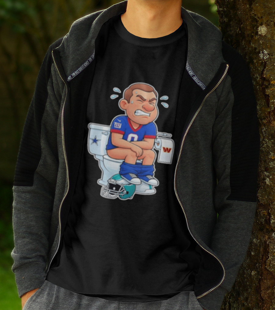New York Giants Player Cartoon On Toilet With Football Rivalry T-Shirt