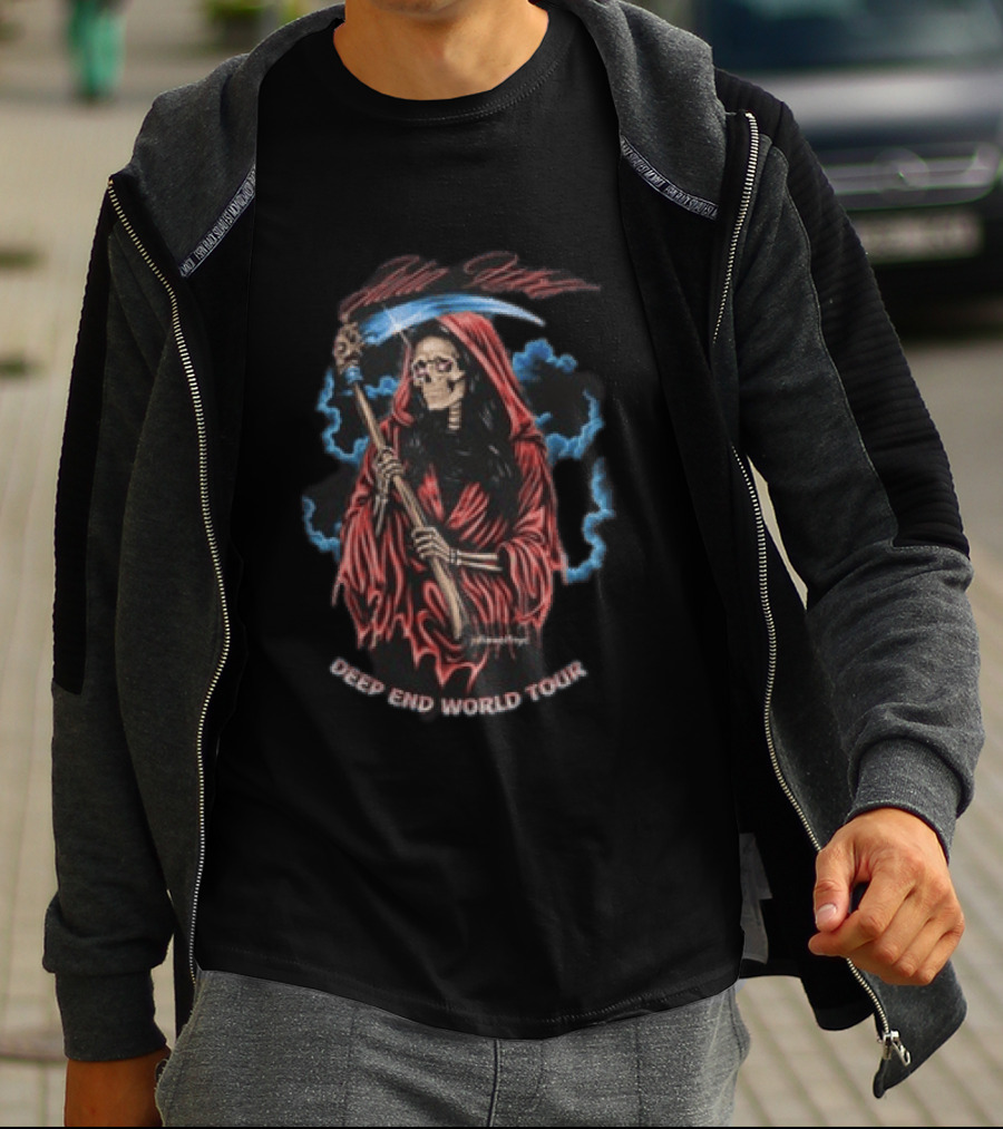 Julia Wolf Deep End World Tour 2026 Grim Reaper Skeleton In Red Cloak T-Shirt