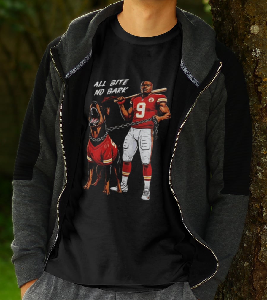 Kenneth Walker III All Bite No Bark Number 9 Football Player And Dog T-Shirt