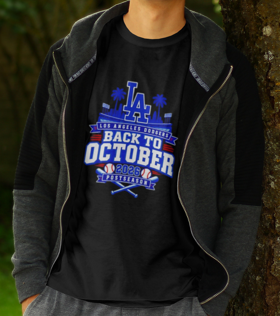 LA Los Angeles Dodgers 2026 Back To October Postseason Baseball Skyline T-Shirt