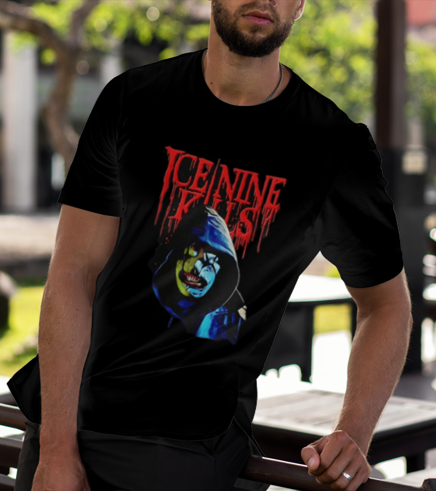 Ice Nine Kills Hooded Figure Clown Mask Dripping Red Letters T-Shirt