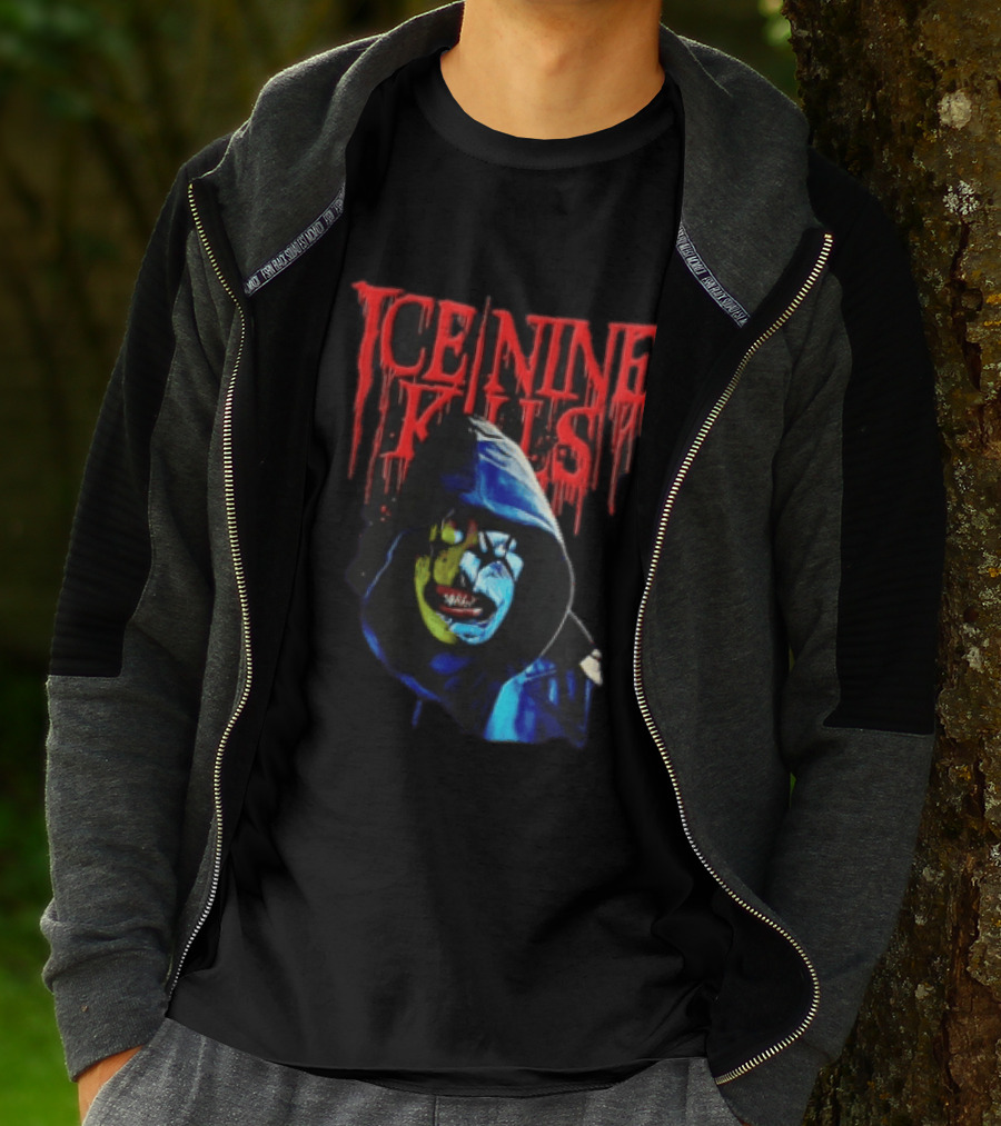 Ice Nine Kills Hooded Figure Clown Mask Dripping Red Letters T-Shirt