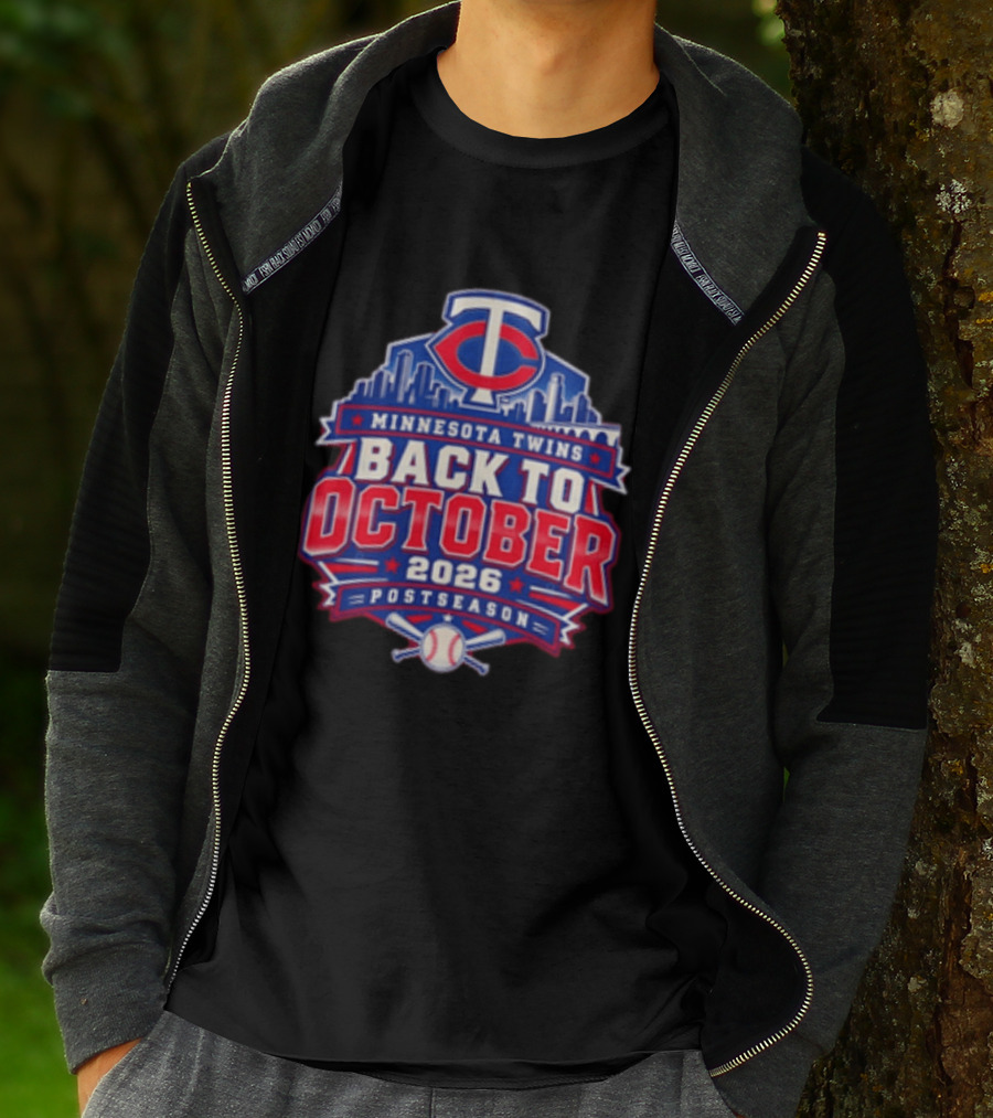 Minnesota Twins Back To October 2026 Postseason Skyline T-Shirt