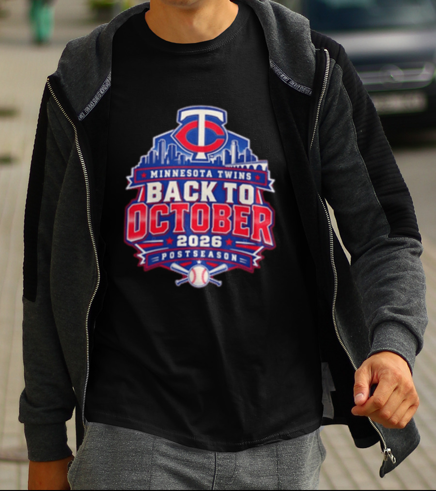 Minnesota Twins Back To October 2026 Postseason Skyline T-Shirt