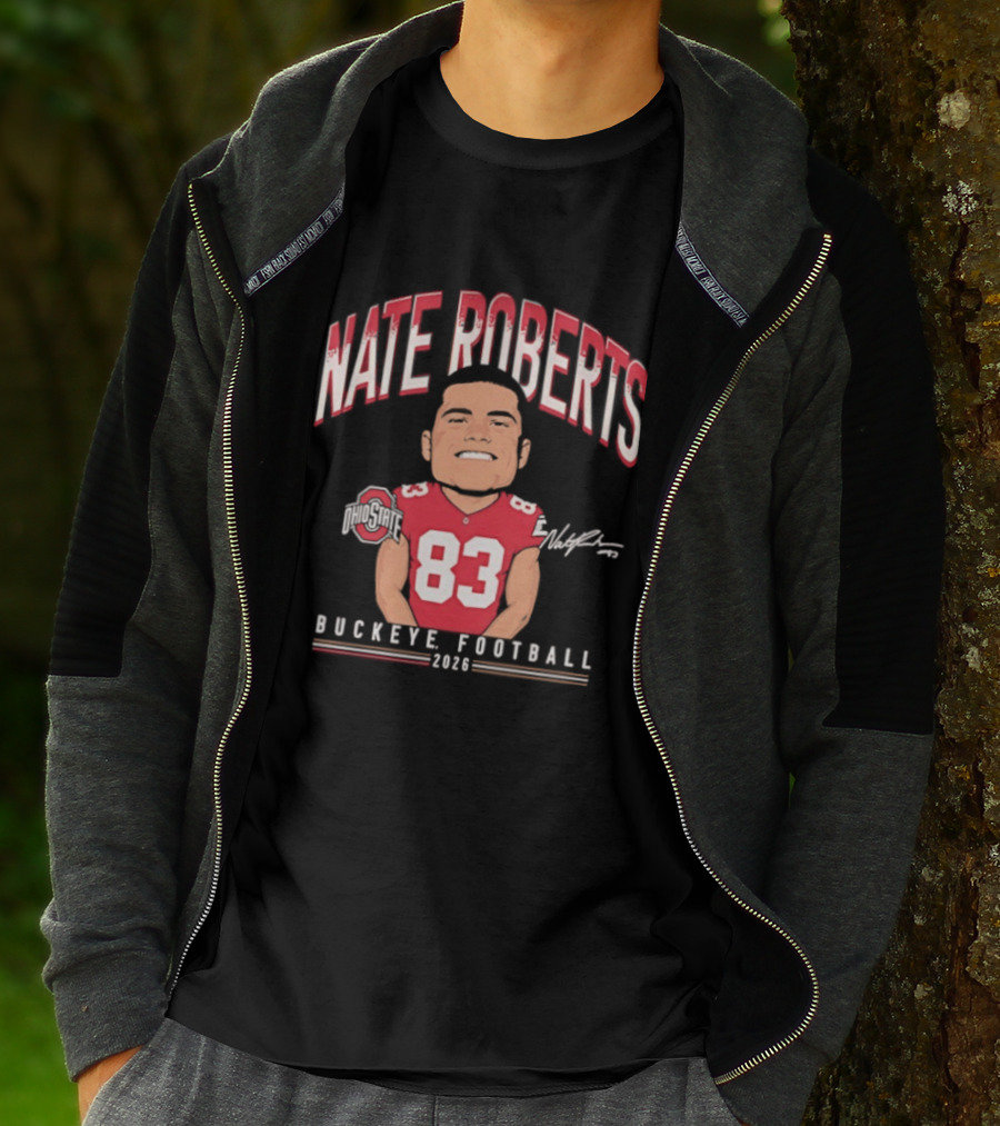 Nate Roberts Ohio State Buckeyes Football 2023 Caricature 83 T-Shirt