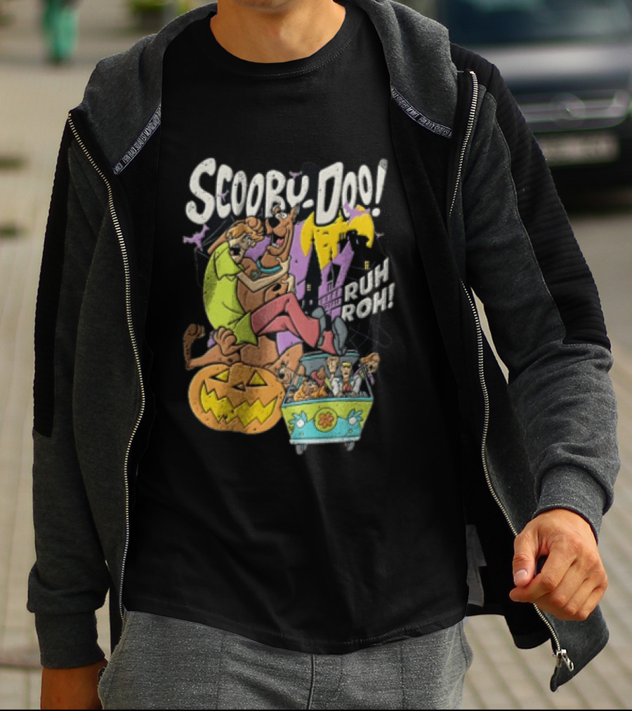Scooby Doo Ruh Roh Shaggy Haunted House Pumpkin Mystery Machine T-Shirt