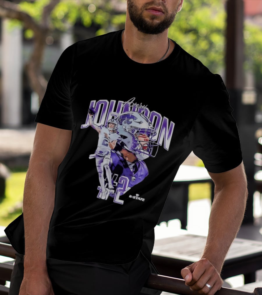 Kansas State Wildcats No 2 Avery Johnson NCAA Football Caricature K State T-Shirt