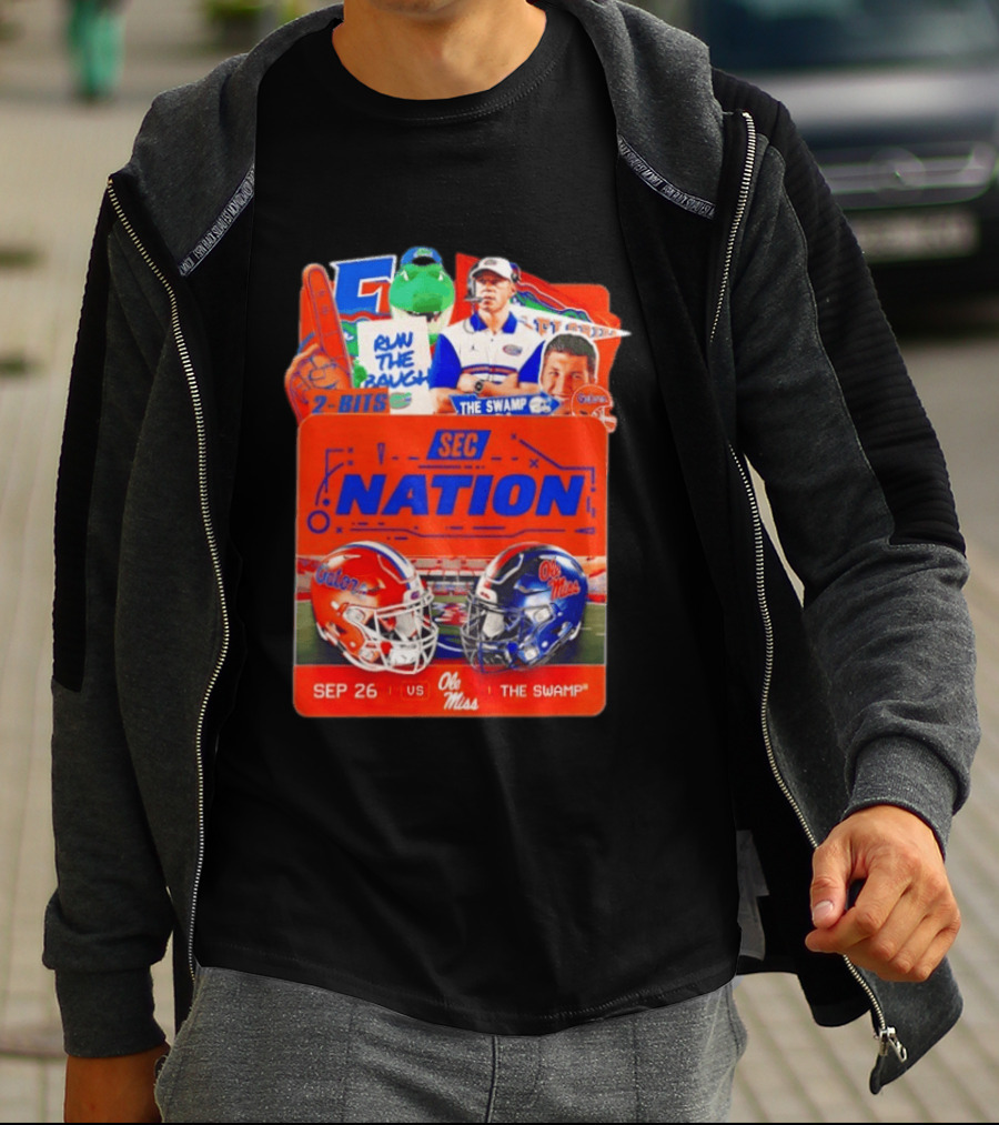 SEC Nation Florida Gators Vs Ole Miss The Swamp September 26 Helmets Football Rivalry T-Shirt