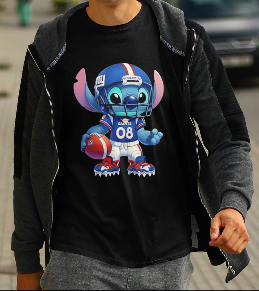 Stitch New York Giants Player Cartoon Collaboration 08 Football T-Shirt